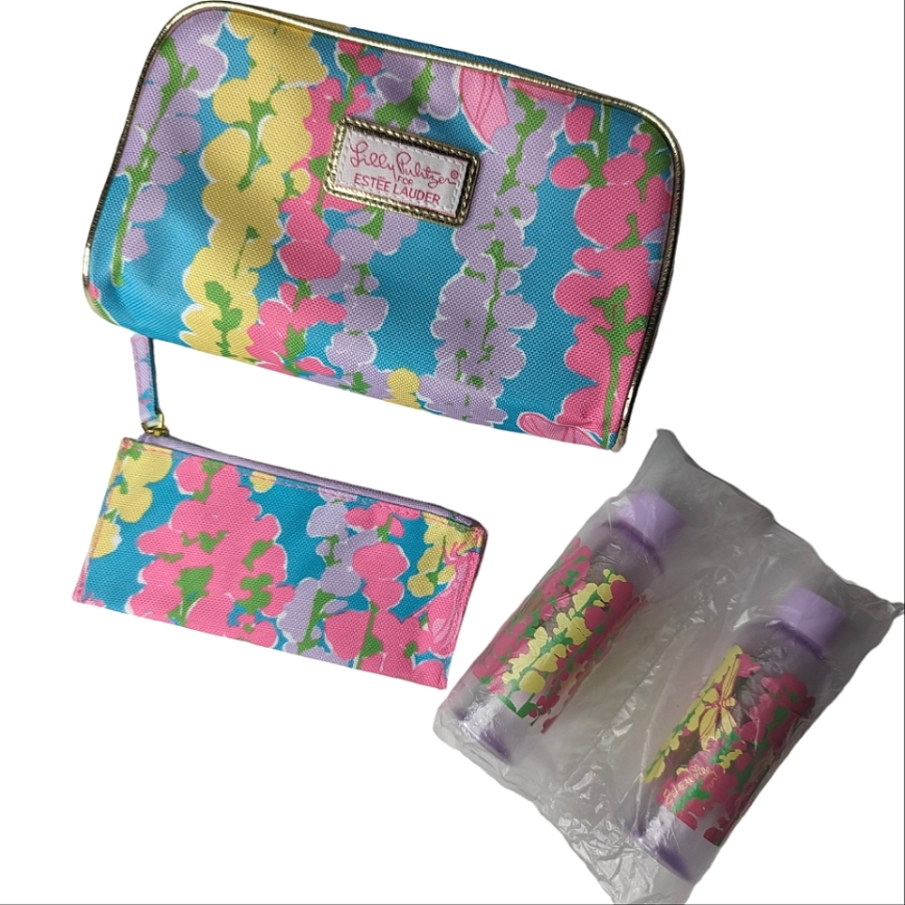 Lilly Pulitzer floral cosmetic bag travel set